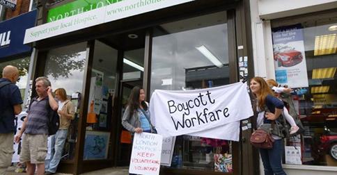Anti-workfare protest at North London Hospice
